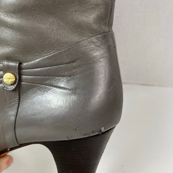 Salvatore Ferragamo Vintage Gray Heeled Tall Ridding Boots Size 8 B Narrow Worn - Picture 3 of 16